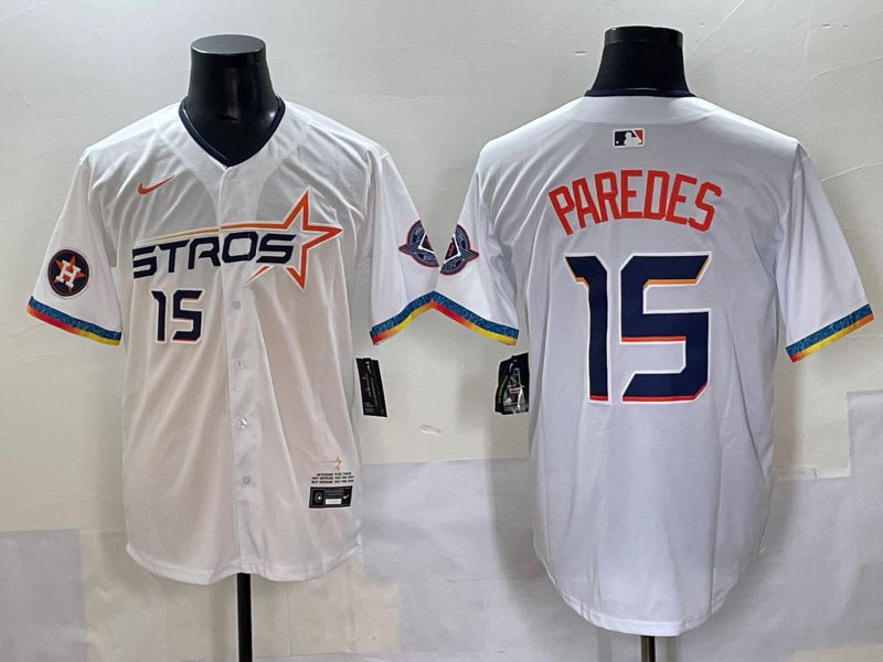 Men Houston Astros 15 Paredes White Fourth generation Joint Name 2025 Nike MLB Jersey style 6